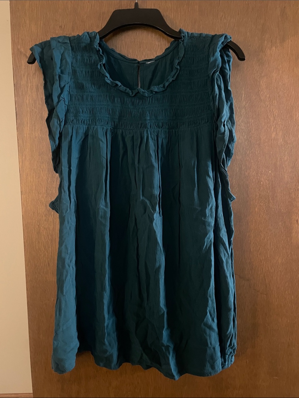 Sleeveless Ruffle Yoke Top - winter green
